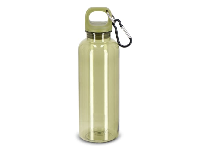 Bouteille publicitaire R-PET 500 ml à mousqueton Noa Transparent / Vert olive